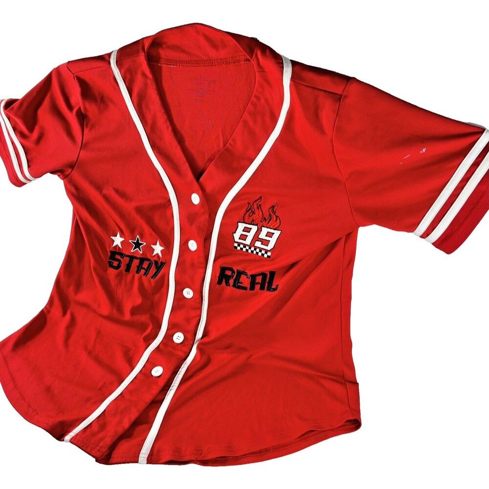 Orange Kiss Stay Real Live Fast 1986 Red Racing Baseball Jersey Men's Medium - Picture 3 of 9